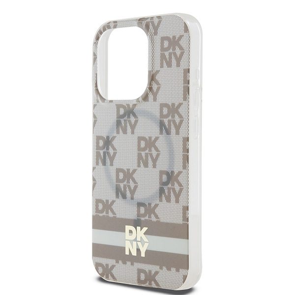 395345_oryg DKNY case for iPhone 15 Pro Max 6,7" DKHMP15XHCPTSE pink HC Magsafe pc tpu checkered pattern w printed stripes