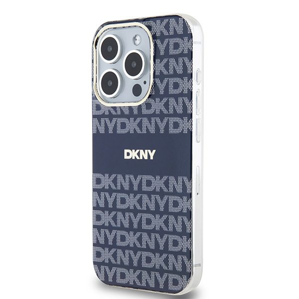 395368_oryg DKNY case for iPhone 15 Pro 6,1" DKHMP15LHRHSEB niebieska HC Magsafe pc tpu repeat texture pattern w stripe