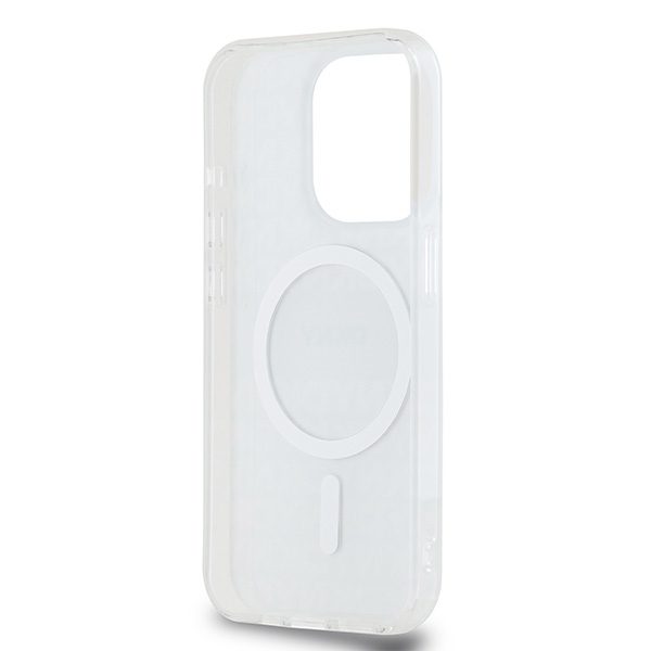 DKNY case for iPhone 15 Pro 6,1" DKHMP15LHRHSEE beige HC Magsafe pc tpu repeat texture pattern w stripe