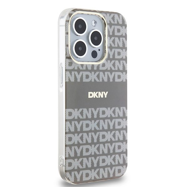 395395_oryg DKNY case for iPhone 15 Pro Max 6,7" DKHMP15XHRHSEE black HC Magsafe pc tpu repeat texture pattern w stripe