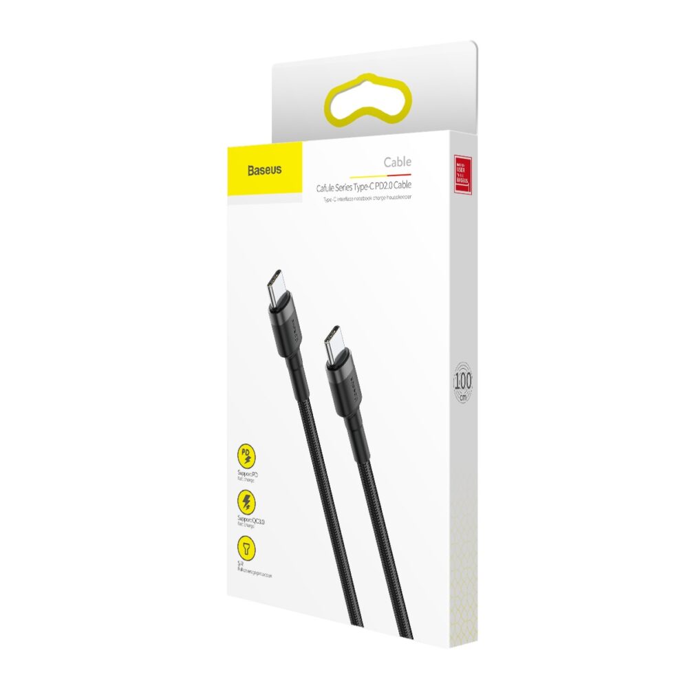 395668_oryg Baseus cable Cafule PD 2.0 USB-C - USB-C 1,0m 3A gray-black 60W