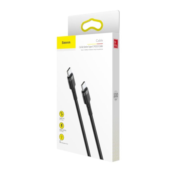 395668_oryg Baseus cable Cafule PD 2.0 USB-C - USB-C 1,0m 3A gray-black 60W