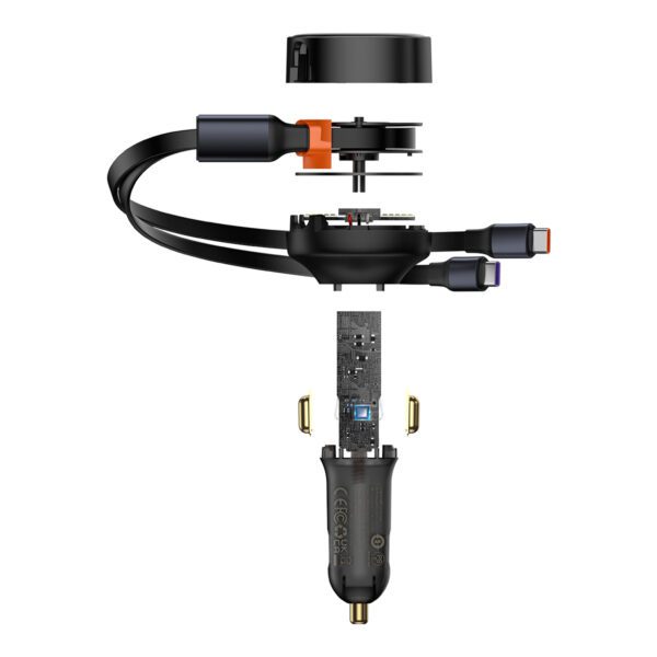 396314_oryg Baseus car charger Enjoyment Retractable 2w1 30W black with cable 2x USB-C