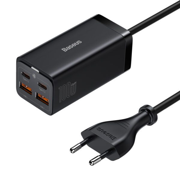 Baseus wall charger GaN3 Pro 100W 2x USB-C 2x USB black