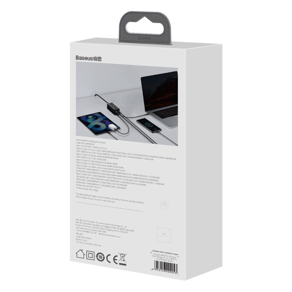 396328_oryg Baseus wall charger GaN3 Pro 100W 2x USB-C 2x USB black