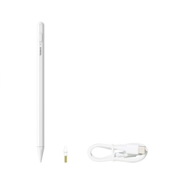OS-Baseus Smooth Writing 2 Series Stylus Lite with LED Indicators, Moon White (Active version with type-C cable and active pen tip)