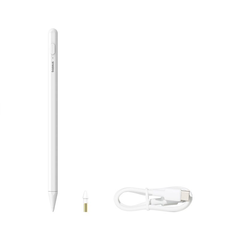 OS-Baseus Smooth Writing 2 Series Stylus Lite with LED Indicators, Moon White (Active version with type-C cable and active pen tip)
