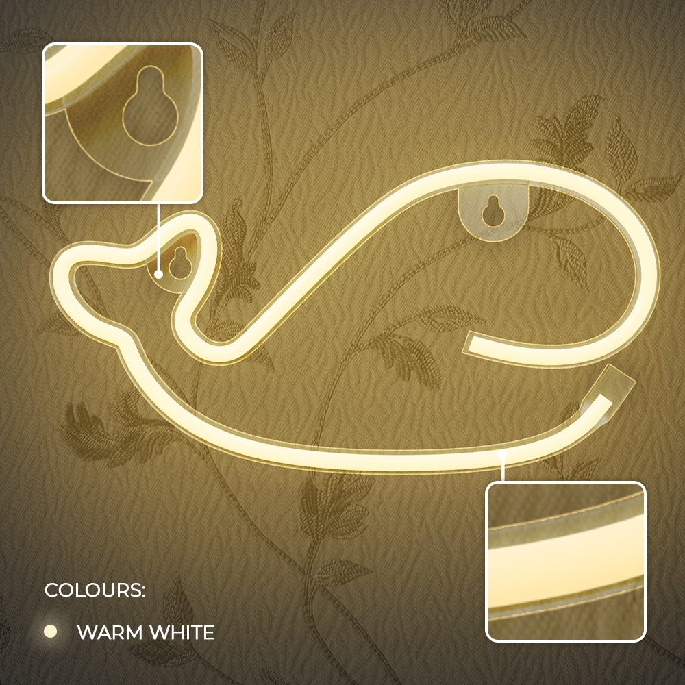 396878_oryg Neon LED Light WHALE warm white Bat + USB FLNE09 Forever Light