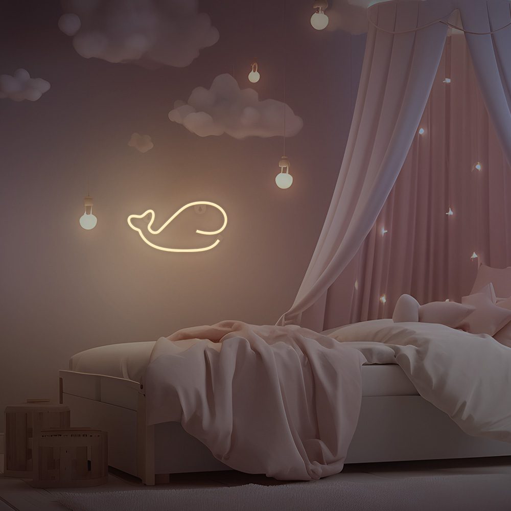396879_oryg Neon LED Light WHALE warm white Bat + USB FLNE09 Forever Light