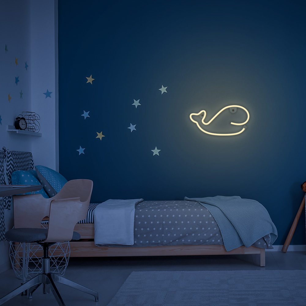 396881_oryg Neon LED Light WHALE warm white Bat + USB FLNE09 Forever Light