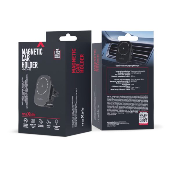 397200_oryg Maxlife car holder for air vent MXCH-16 magnetic with wireless charging black 15W
