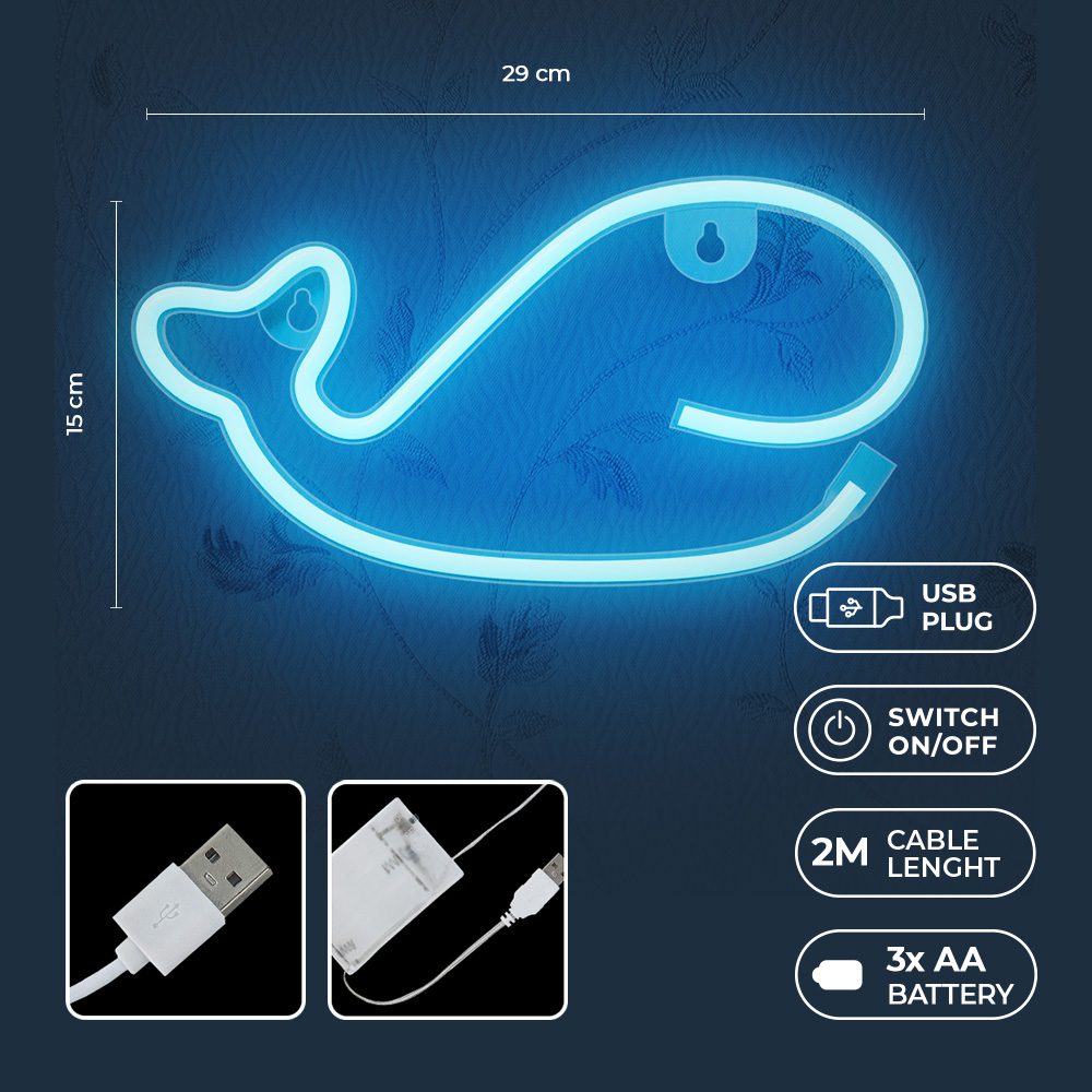397344_oryg Neon LED Light WHALE blue Bat + USB FLNE19 Forever Light