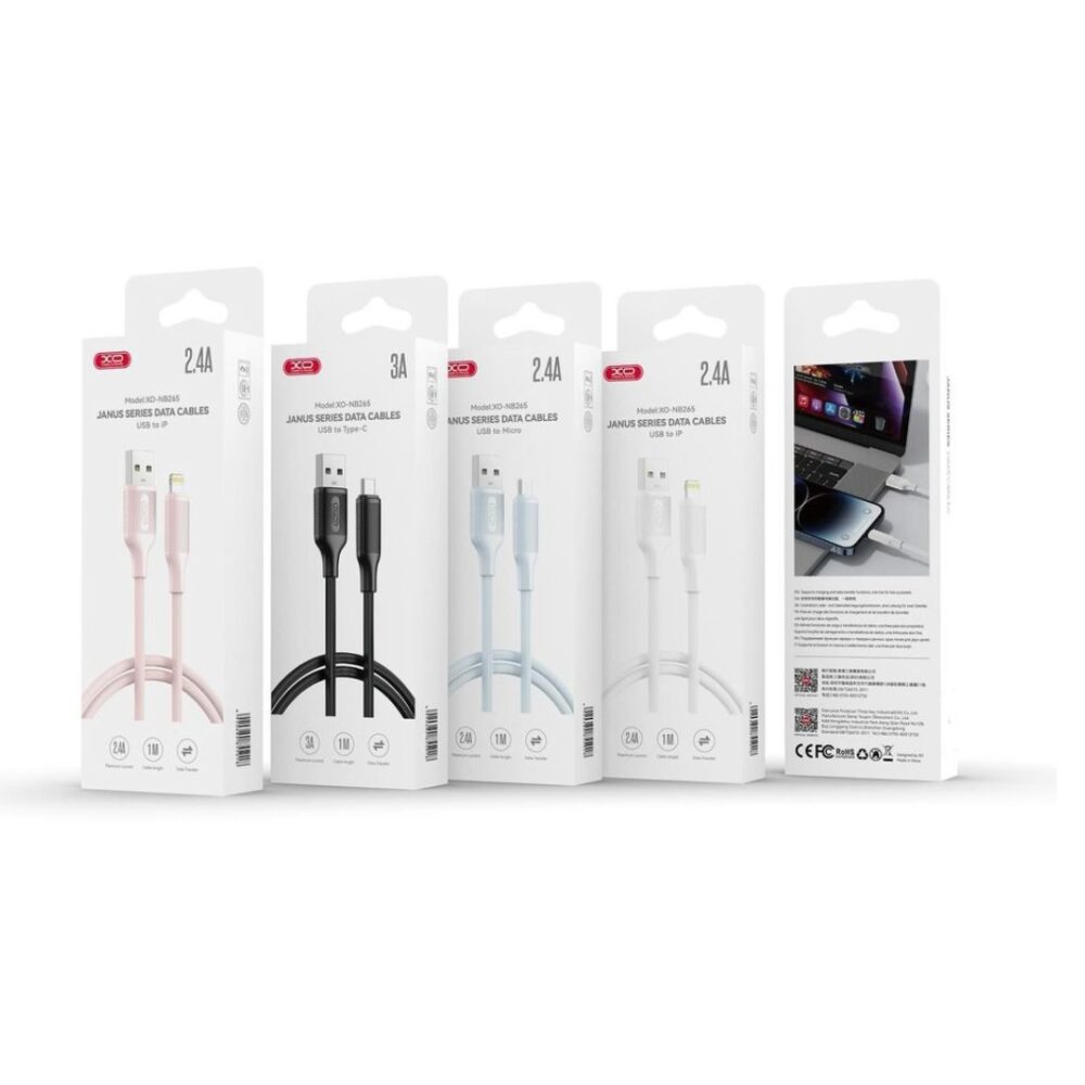 397414_oryg XO cable NB265 USB - USB-C 1,0m 3A różowy