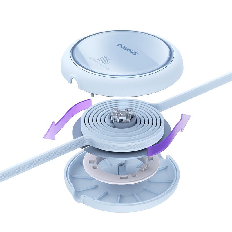398530_oryg Baseus Free2Draw Mini Retractable Charging Cable Type-C to Type-C 100W 1m Galaxy Blue