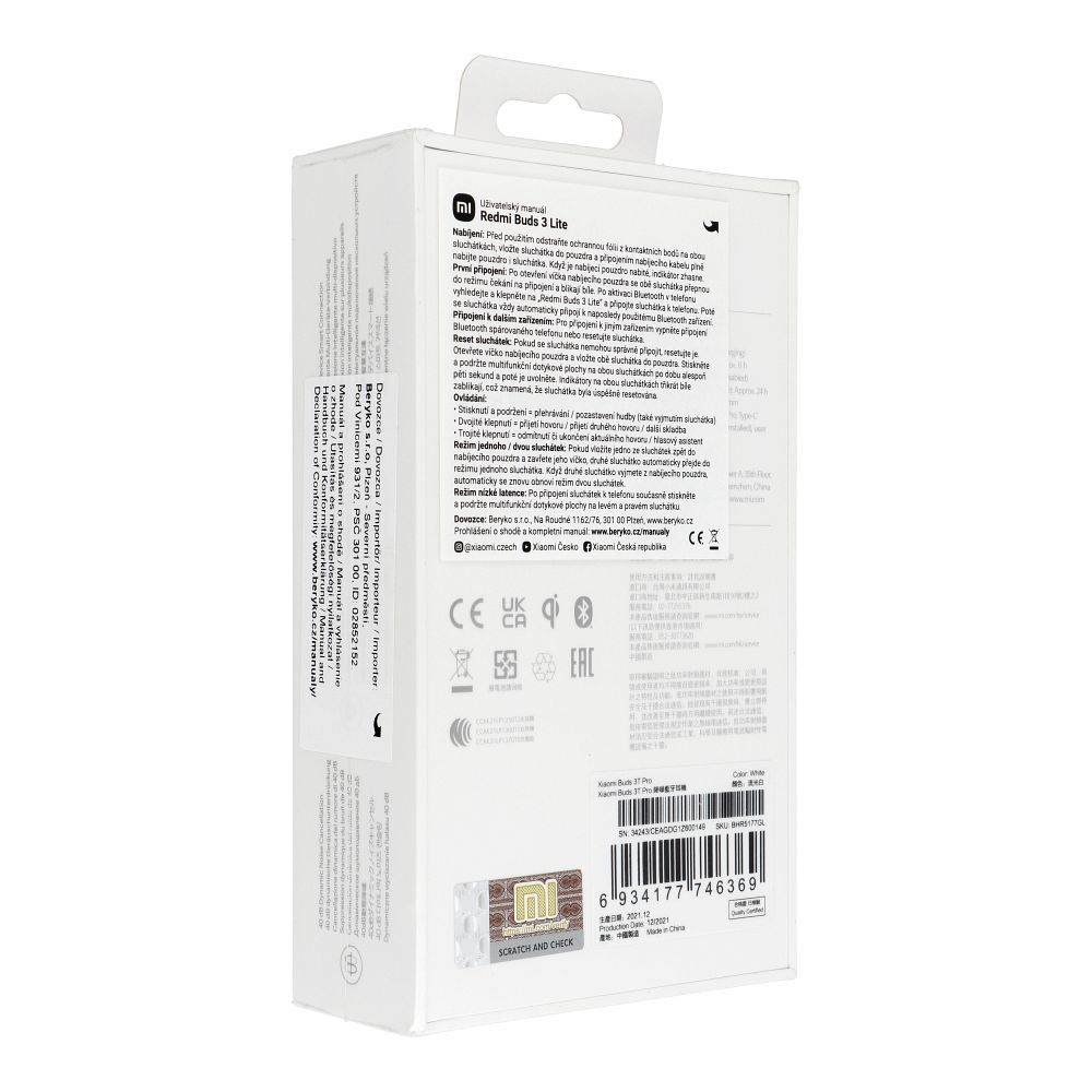 Wireless earphones Xiaomi Buds 3T Pro gloss white