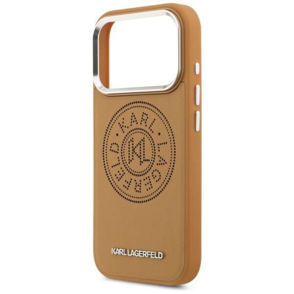 KARL LAGERFELD case for IPHONE 17 Pro Max compatible with MagSafe KLHMP17XPSKRPMW (PU W/ Point & Metal Logo) brown