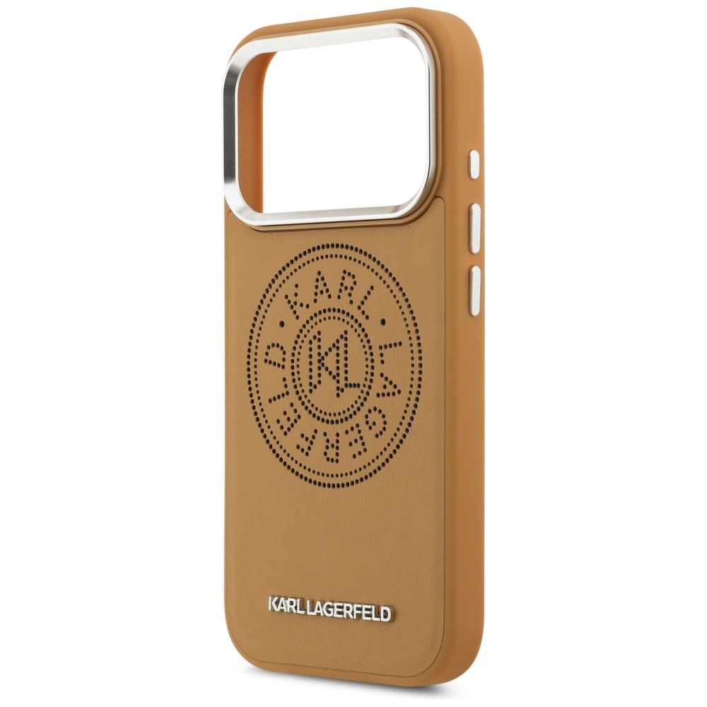3bbd9f23f21afa421d8a38b40863a25a KARL LAGERFELD case for IPHONE 17 Pro Max compatible with MagSafe KLHMP17XPSKRPMW (PU W/ Point & Metal Logo) brown