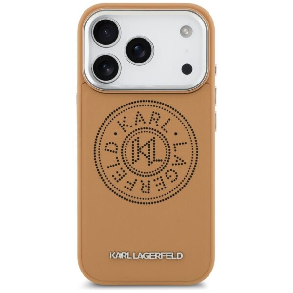 KARL LAGERFELD case for IPHONE 17 Pro Max compatible with MagSafe KLHMP17XPSKRPMW (PU W/ Point & Metal Logo) brown