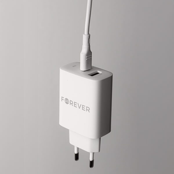 400023_oryg Forever TC-07-30AC PD QC charger 1x USB-C 1x USB 30W white + USB-C - USB-C cable 60W