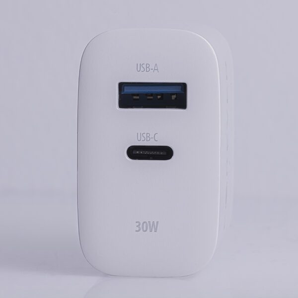 400024_oryg Forever TC-07-30AC PD QC charger 1x USB-C 1x USB 30W white + USB-C - USB-C cable 60W