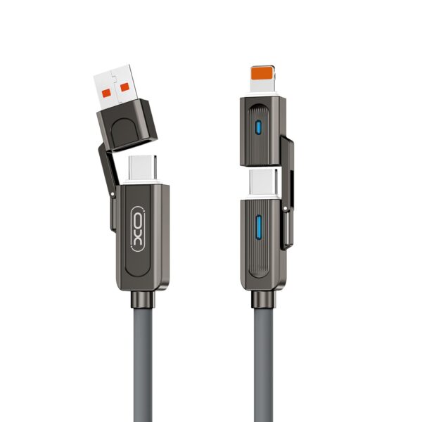 400079_oryg XO cabel NB275 4w1 USB-C - Lightning + USB - USB-C 60W 1,0m szary