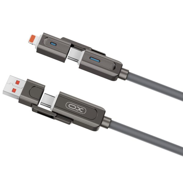 400080_oryg XO cabel NB275 4w1 USB-C - Lightning + USB - USB-C 60W 1,0m szary