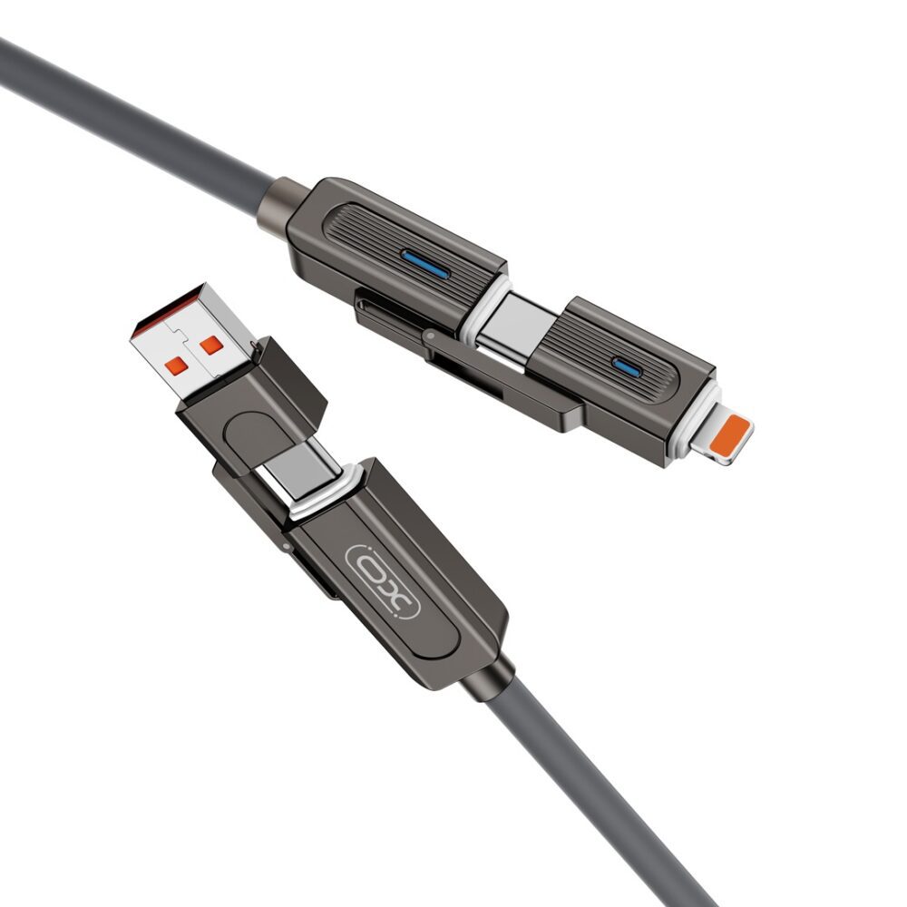 400081_oryg XO cabel NB275 4w1 USB-C - Lightning + USB - USB-C 60W 1,0m szary