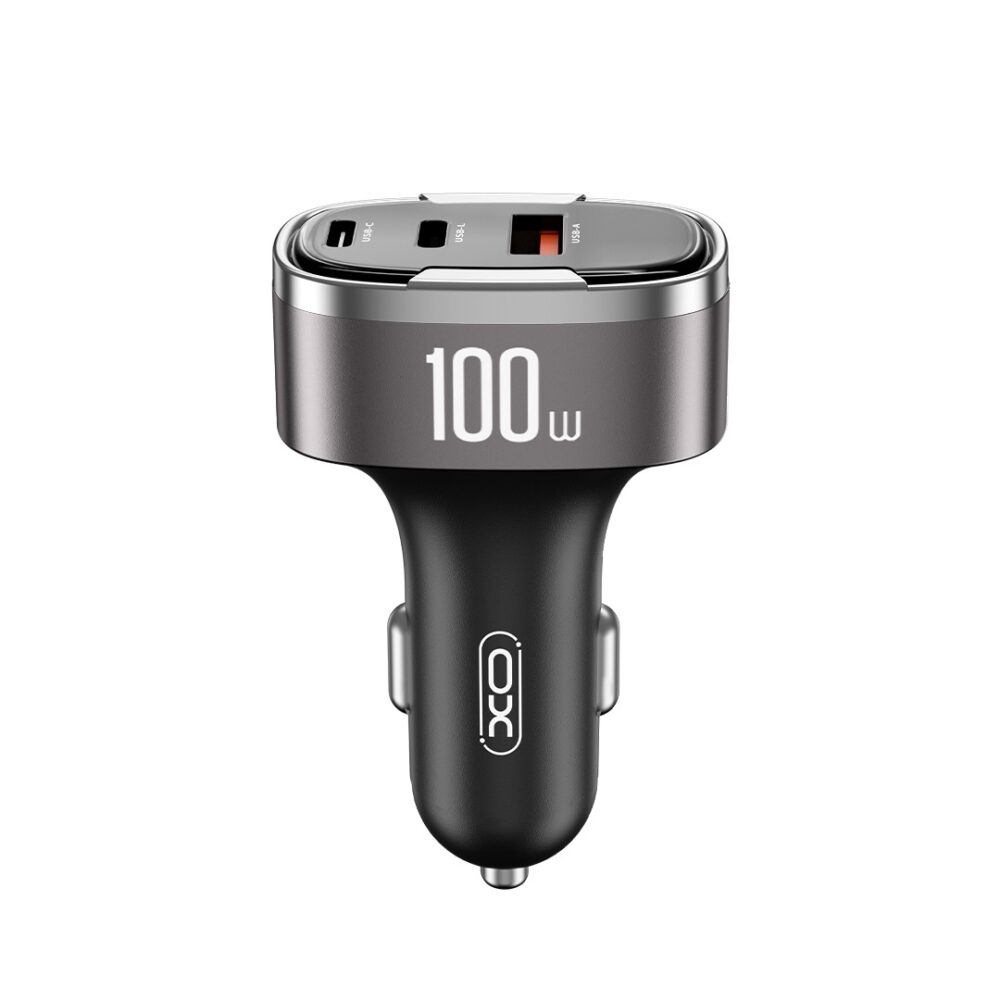400191_oryg XO car charger CC61 PD QC 3.0 100W 1x USB 1x USB-C 1x Lightning gray
