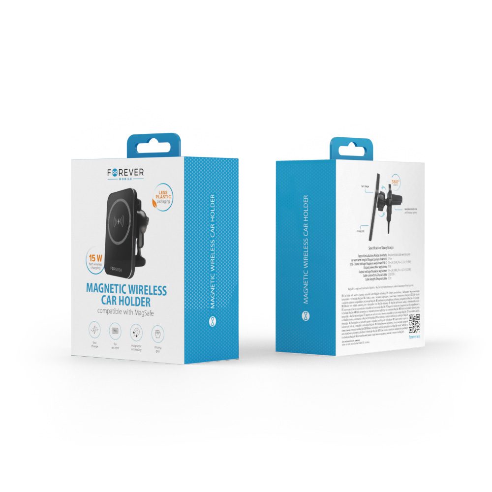 401179_oryg Forever car holder for air vent MACH-100 magnetic with wireless charging black 15W