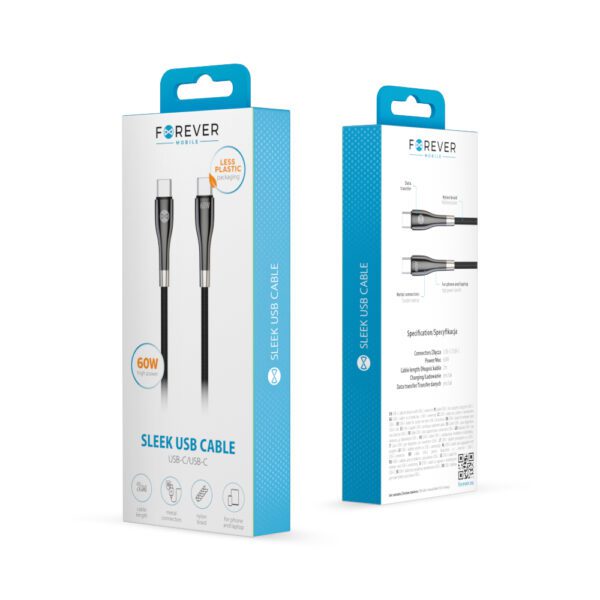 402619_oryg Forever Sleek cable USB-C - USB-C 2,0 m 60W black