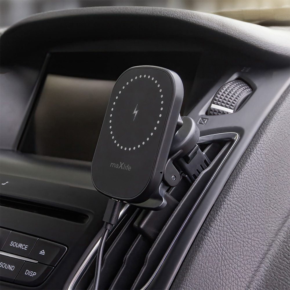 402686_oryg Maxlife car holder for air vent MXCH-16 magnetic with wireless charging black 15W