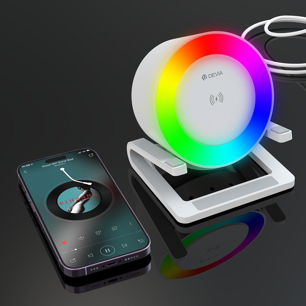 Devia Bluetooth speaker IM-3 with wireless charger 15W and light white