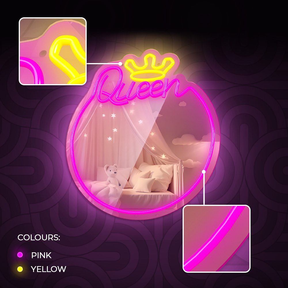 403018_oryg Neon MIRROR LED QUEEN warm white pink FMNE04 Forever Light