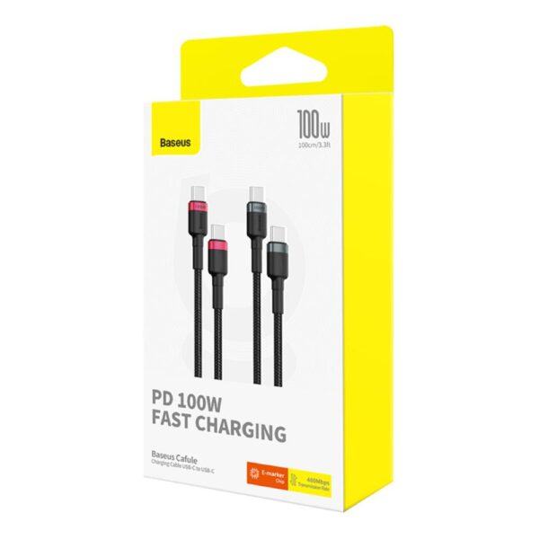 Baseus Cafule Charging Cable USB-C to USB-C 100W 1m 2pcs Red Black+Grey Black