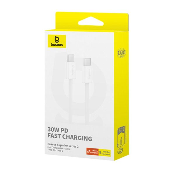 Baseus Superior Series 2 Fast Charging Data Cable Type-C to Type-C 30W 2m Moon White