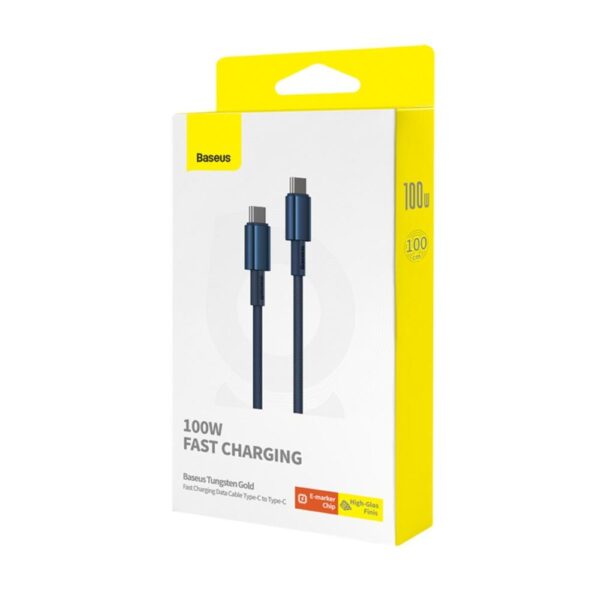Baseus Tungsten Gold Fast Charging Data Cable Type-C to Type-C 100W 2m Deepsea Blue