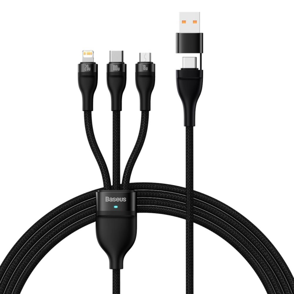 404923_oryg Baseus cable 3in1 Flash II USB + USB-C - Lightning + USB-C + microUSB 1,5 m 3,5A black 100W