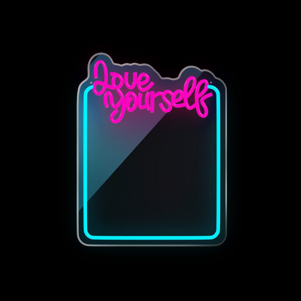 405631_oryg Neon MIRROR LED LOVE YOURSELF turquoise pink FMNE01 Forever Light
