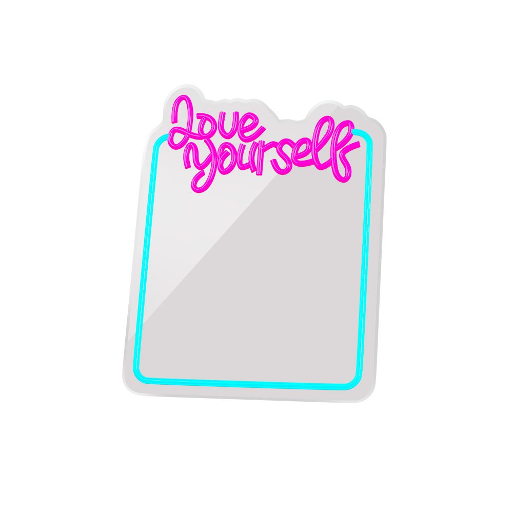 405635_oryg Neon MIRROR LED LOVE YOURSELF turquoise pink FMNE01 Forever Light