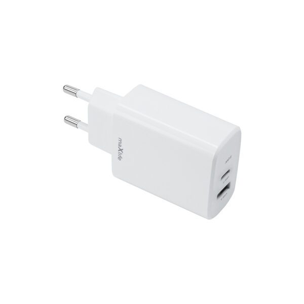 Maxlife MXTC-10-20AC PD QC charger 1x USB-C 1x USB 20W white