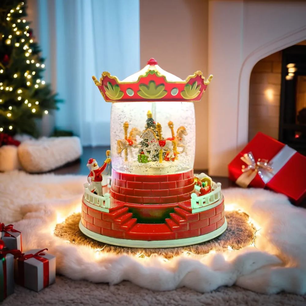 407850_oryg Christmas Snow Globe Lantern CAROUSEL FLX-4 Forever Light