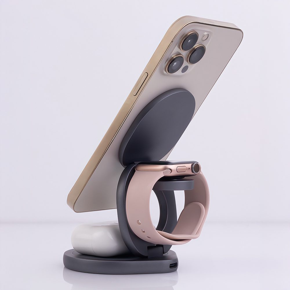 407940_oryg Forever MAWC-200 magnetic wireless charger 15W grey 3in1