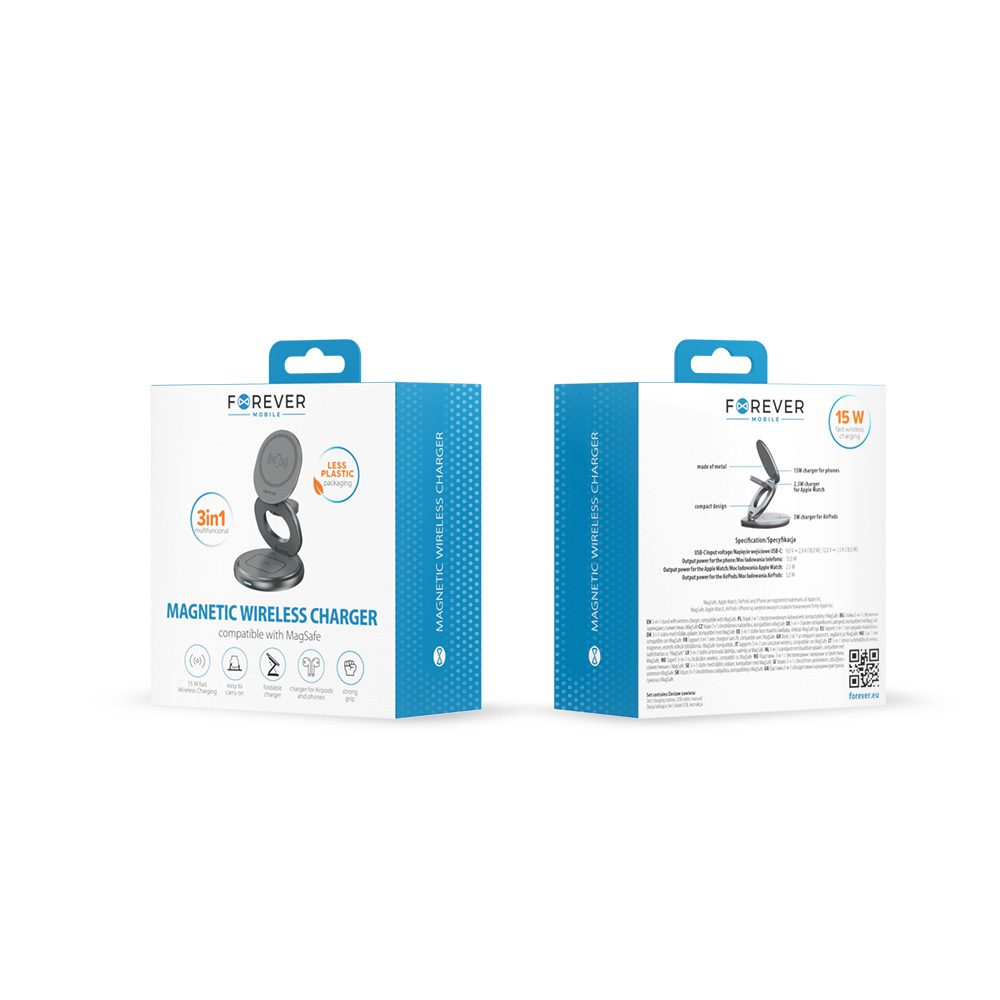 407960_oryg Forever MAWC-200 magnetic wireless charger 15W grey 3in1