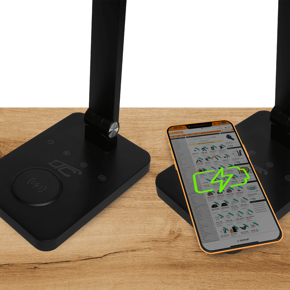408518_oryg LED desk Lamp 10W, 3000/4500/6000K, induction charging, touch control, dimmer, black, LTC
