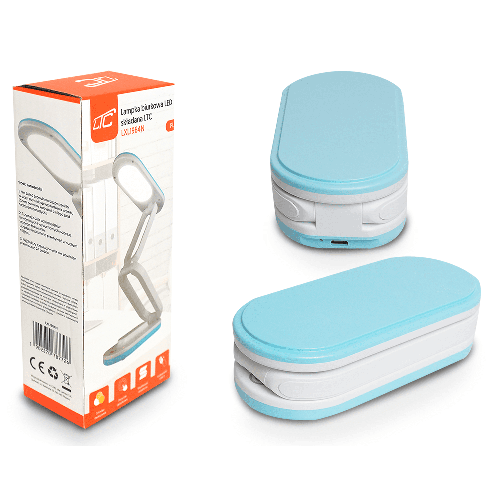 Collapsable LED desk Lamp 10W, 3000/4500/6000K, 1200mAh, blue, LTC