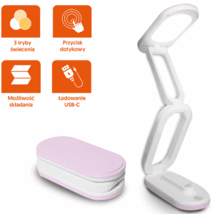 Collapsable LED desk Lamp 10W, 3000/4500/6000K, 1200mAh, pink, LTC