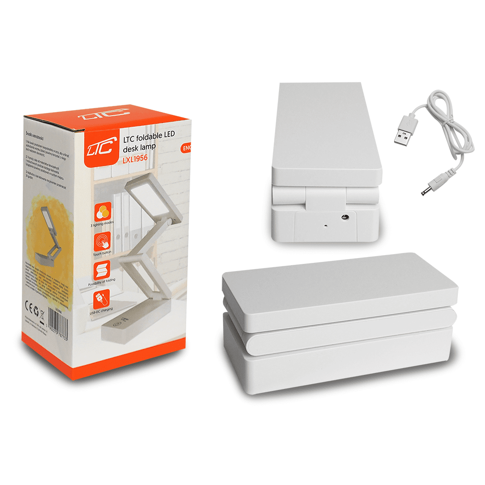 Collapsable LED desk Lamp 10W, 3000/4500/6000K, touch control, 1200mAh, white, LTC