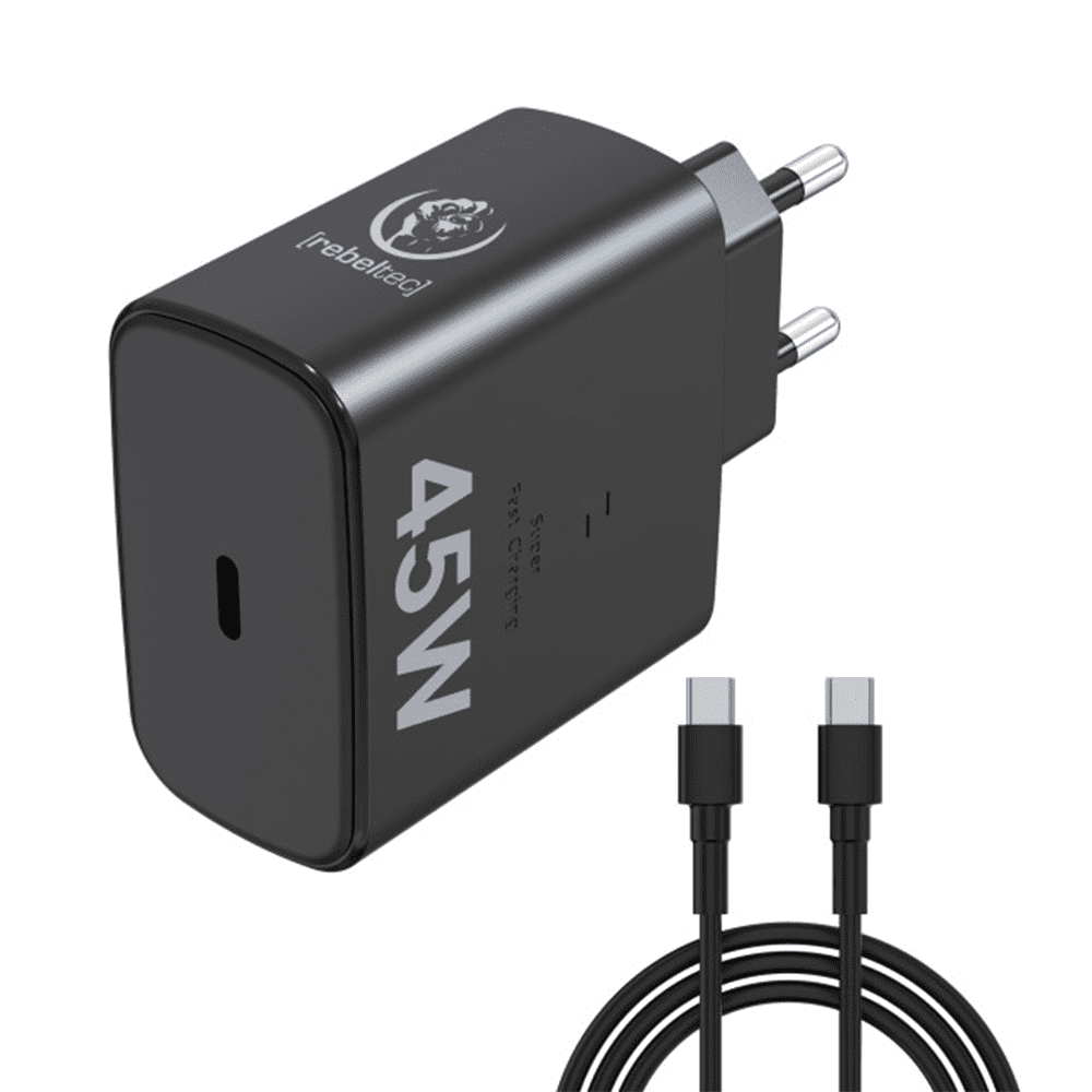 Rebeltec H1045 Wall Charger 45W with cable USB-C to USB-C 2m black