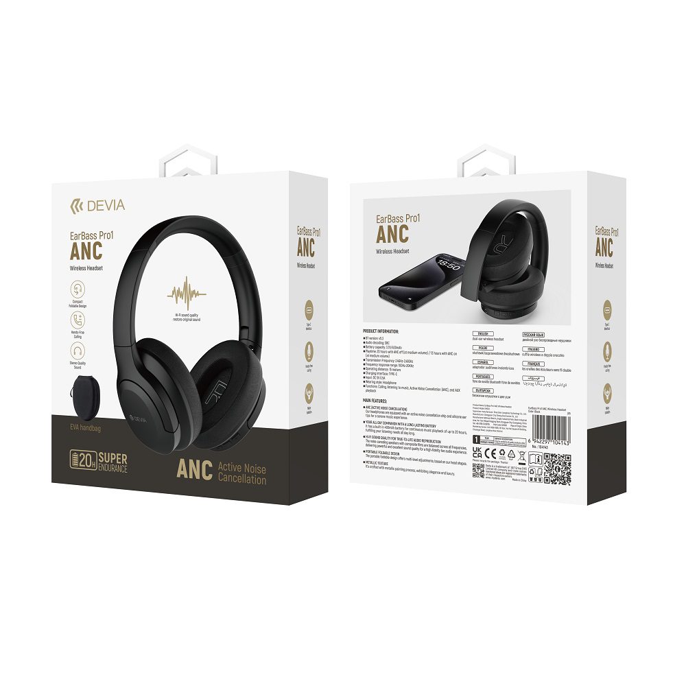 408653_oryg Devia Bluetooth headphones EarBass Pro1 black with ANC