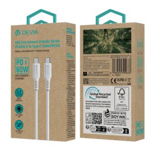 Devia cable GRS EC636 PD USB-C - USB-C 1,0 m 60W 3A white